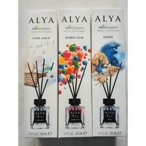 ALYA Nature's Scents Reed Diffuser 3-Pack 100mL Glass Cool Linen Ocean